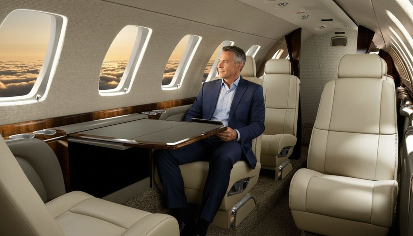Passenger seated in the Citation V Ultra cabin on a Coastal Connections charter